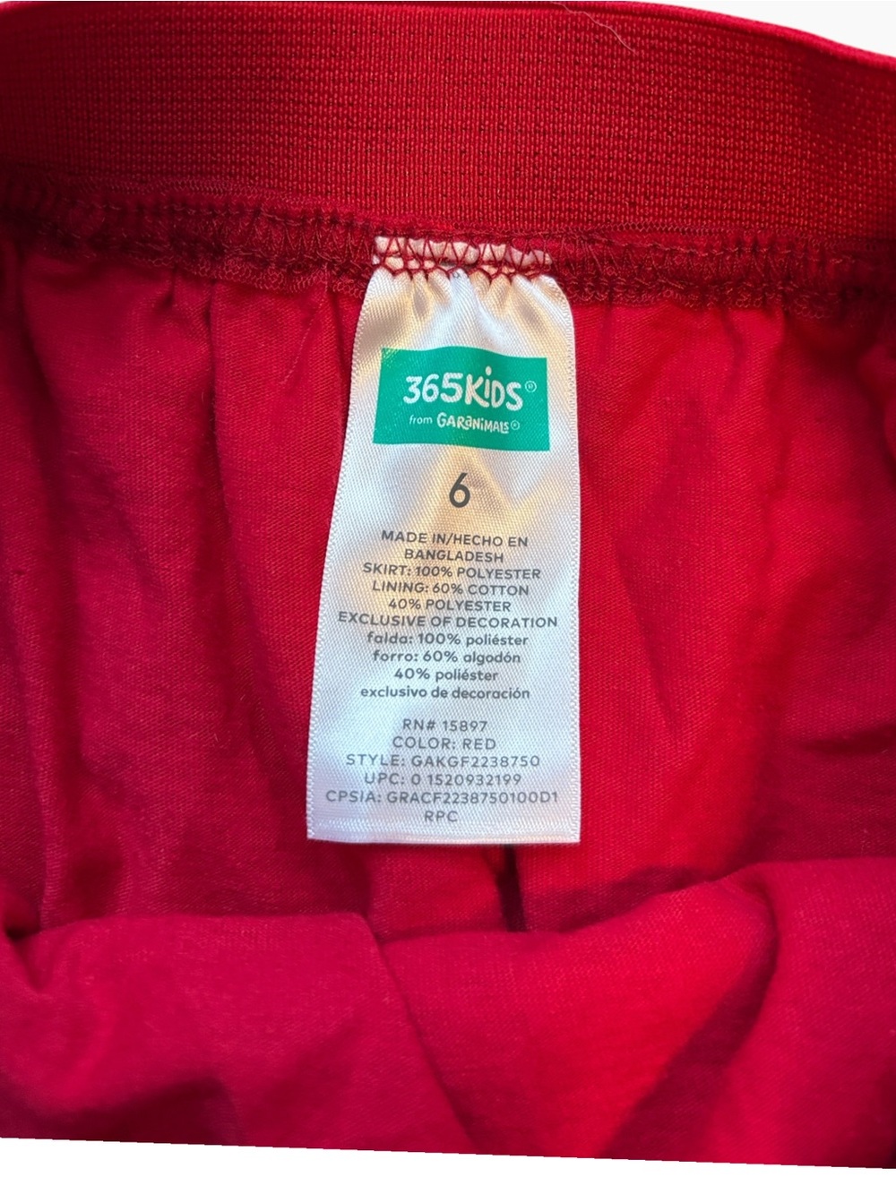 365 Kids Garanimals Sparkly Sequin Pull-On Skirt Red Girls Size 6 - Picture 4 of 4